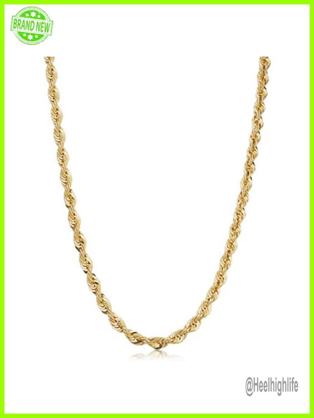 14k Gold Filled Rope Chain Necklace Lobster Clasp Unisex Layering
